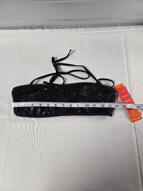NWT Megan Thee Stallion Black Halter Bandeau Swim Top M 8-10 Hot Girl Summer